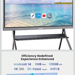55'' 4K Smart Board, Android 14 OS 8+128 GB Interactive Whiteboard, Electronic Digital Whiteboard with Open App Ecosystem, Touchscreen Smart Board for