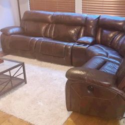  Sectional Leather Sofa  w/ 2 Power Recliners – Great Deal

