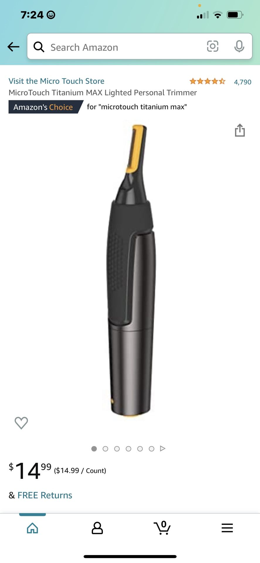 MicroTouch Titanium MAX Lighted Personal Trimmer