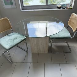 Small Dining Table With 2 Chairs/ Modern Retro