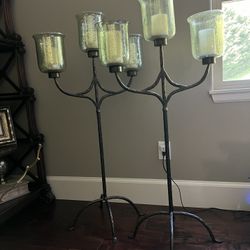 2 Glass Candle Holders Stand Home Decor