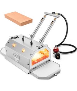 2 Burner Propane Forge with Double Doors, Portable Gas Blacksmith Forge Kit with Gas Ball Valve and 30PSI Regulator, Knife Making and Metalworking Bla