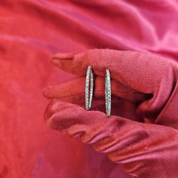 10k Yellow Gold Diamond Hoop Earrings 1.02 ctw