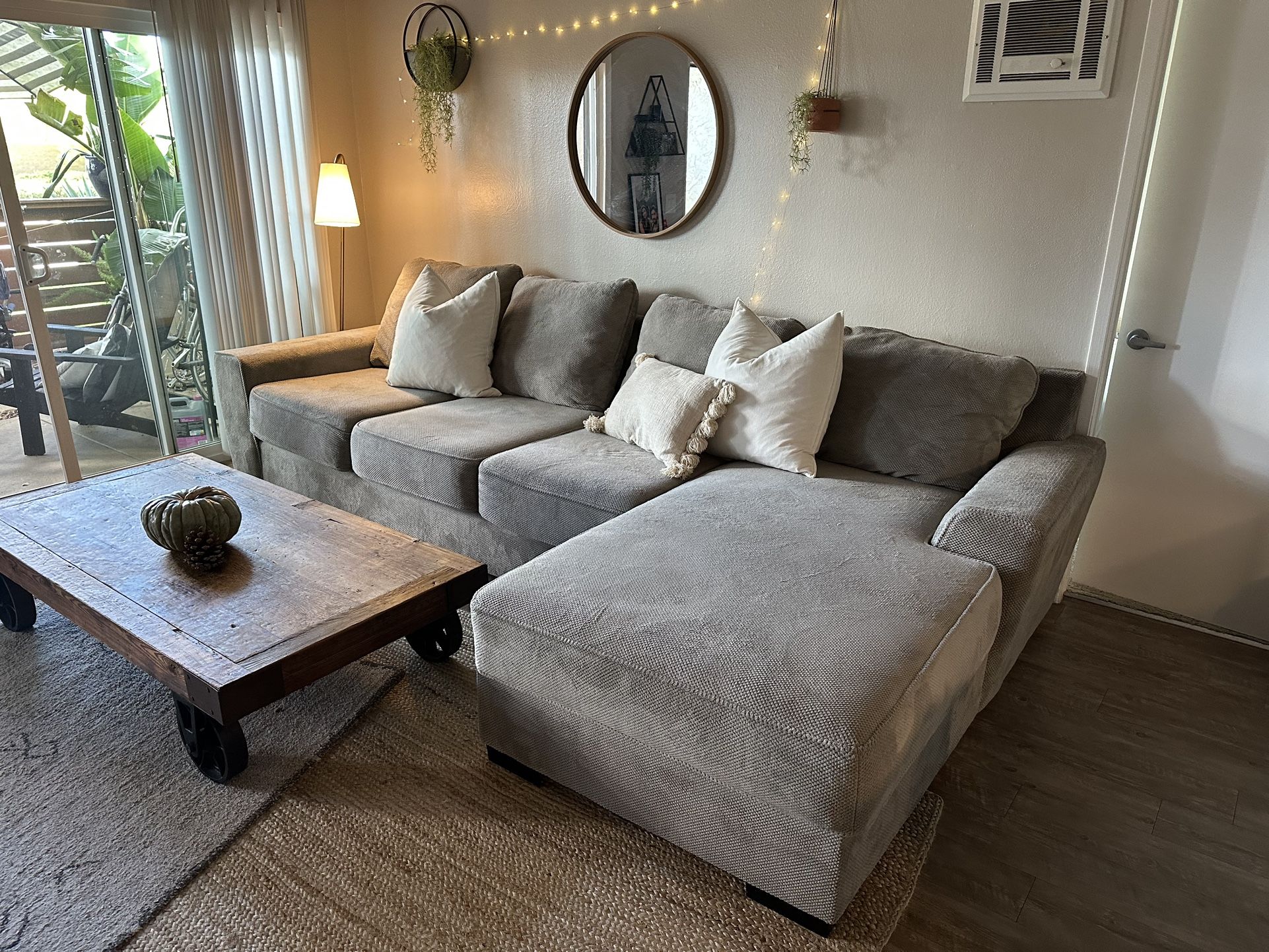 Platinum Grey Sofa Couch With Chaise