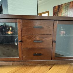 Solid Wood Hutch with Glass Doors – Excellent Condition! 