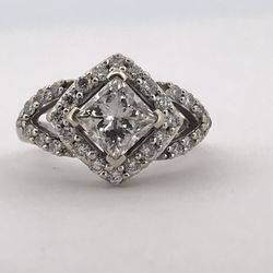 14k white gold 1.75ct Diamond ring size 5 