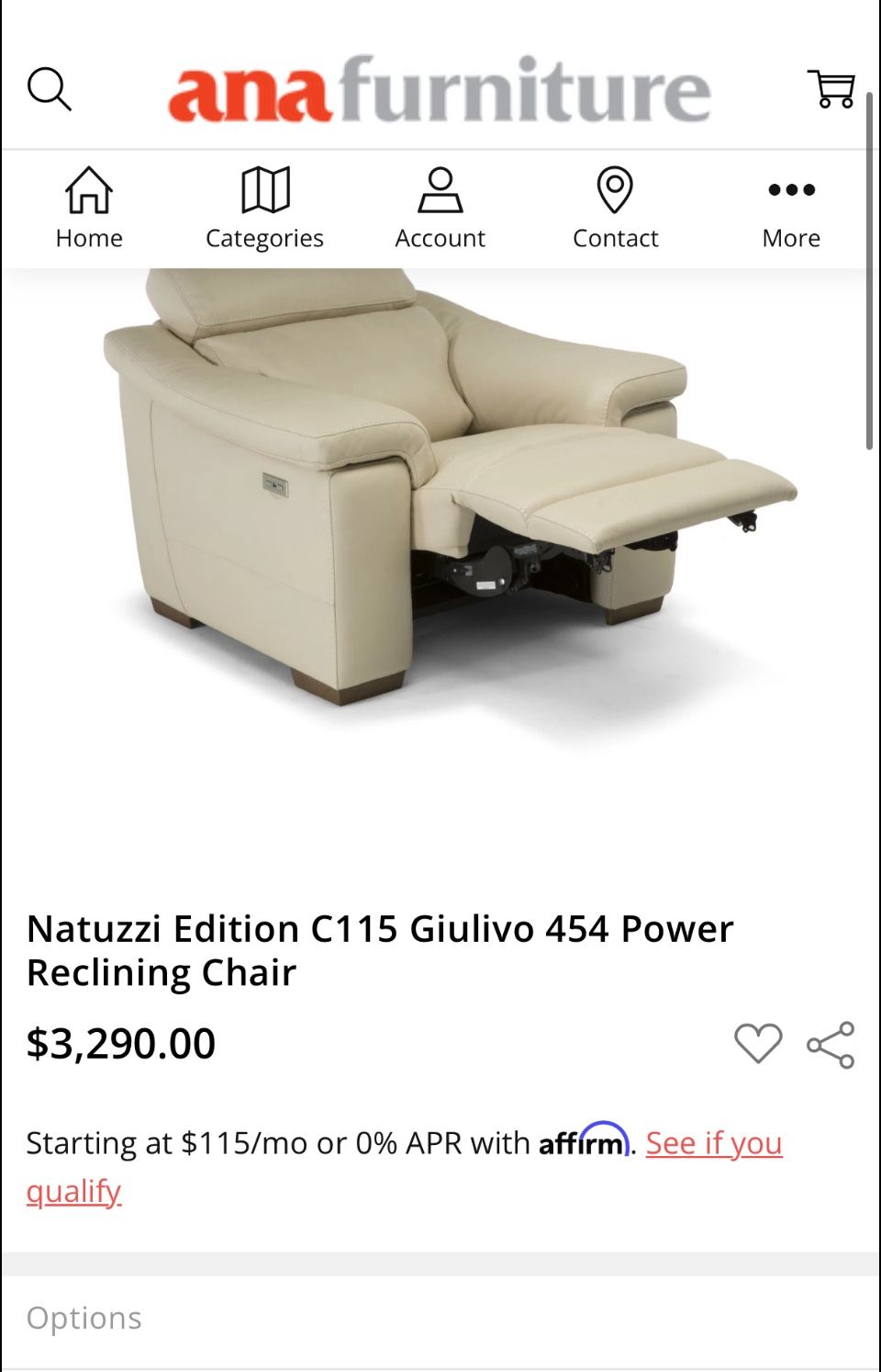 NATUZZI Power Recliner Chair 