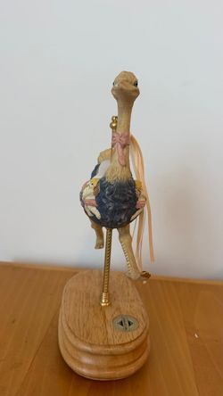 Decorative Breckenridge Ostrich Figurine on Wood Base
