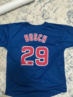 Michael Busch signed custom Cubs Jersey Beckett COA