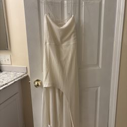 White Midi Wrap Dress (size L, New With Tags) 