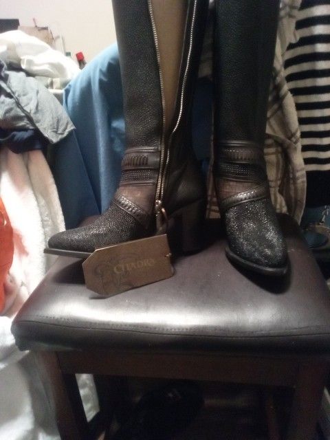 Stingray Boots Black Brown With A Zipper On The Side