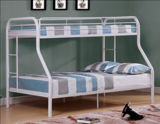 Brand New White Solid Metal Twin over Full Bunk Bed
