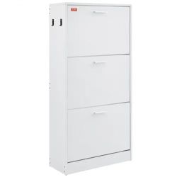 952# Shoe Cabinet with 3 Flip Drawers, Shoe Storage Cabinet for Entryway, Free Standing Shoe Storage Organizer with Side Hooks for Heels, Boots, Slipp