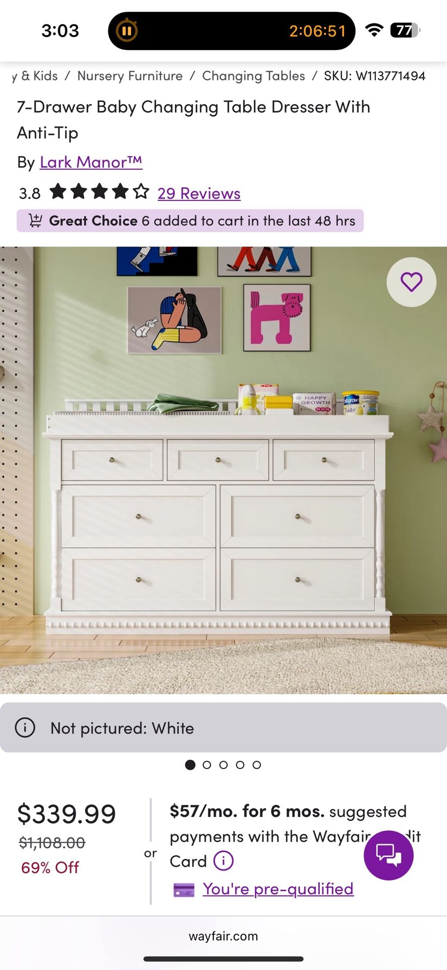 Baby Dresser With Changing Table-Brand New