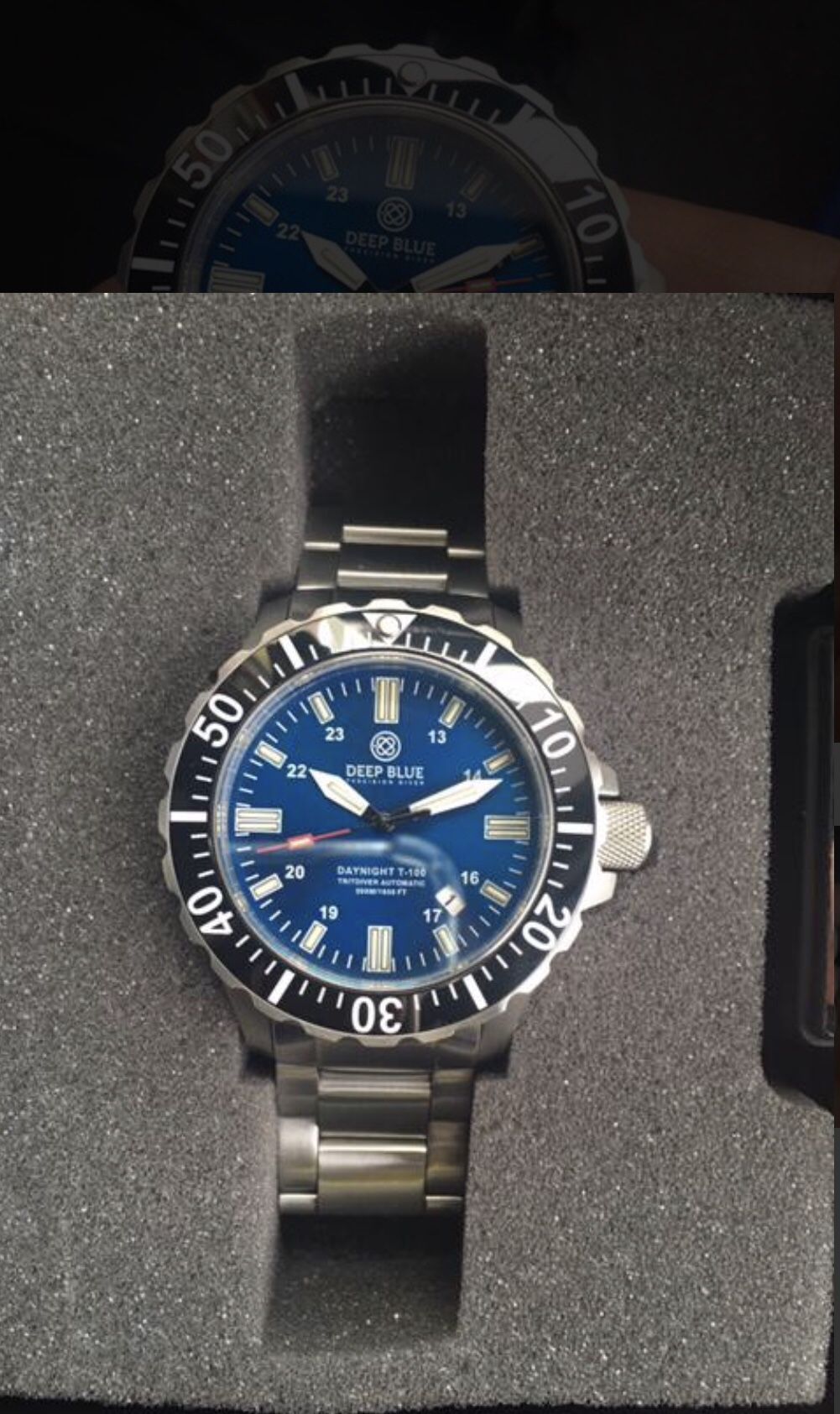 **NEW** Deep Blue Daynight Tritdiver T-100 Automatic Dive Men's Watch 44mm w/ Tritium Tubes!