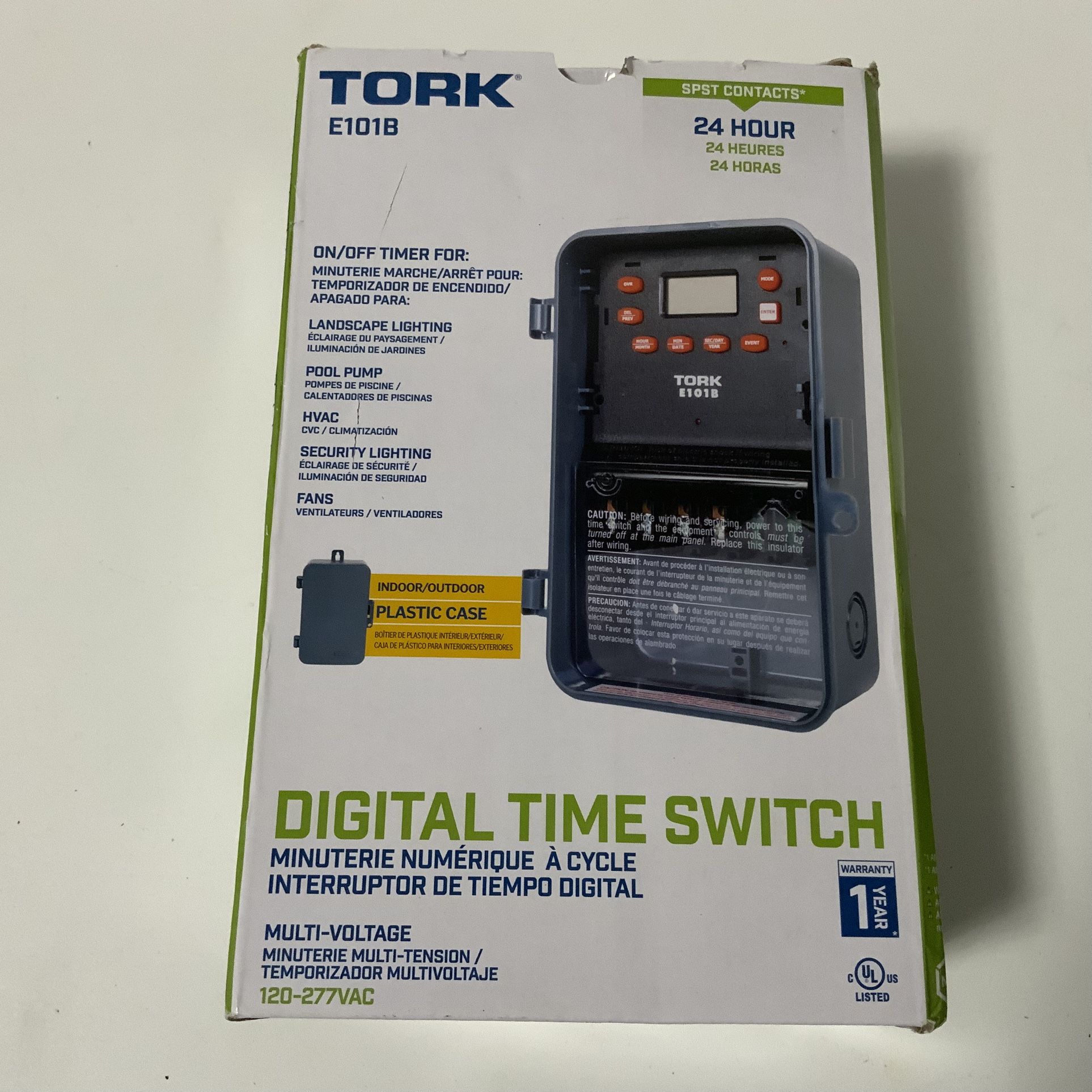 Tork E101b Electronic Timer,24 Hr,Spst