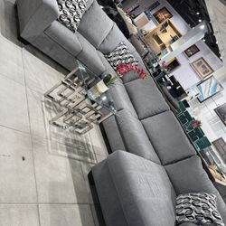 “U” Shape Sectional 🩶 Grey Fabric 