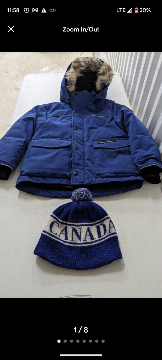 Canada Goose Kids Down Jacket W Matching Hat Sz 6/7