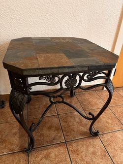 Side table with slated top