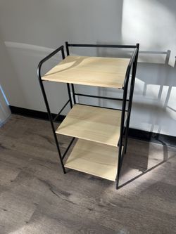 Estantería / Carrito Multiusos de 3 Niveles – Metal Negro y Madera