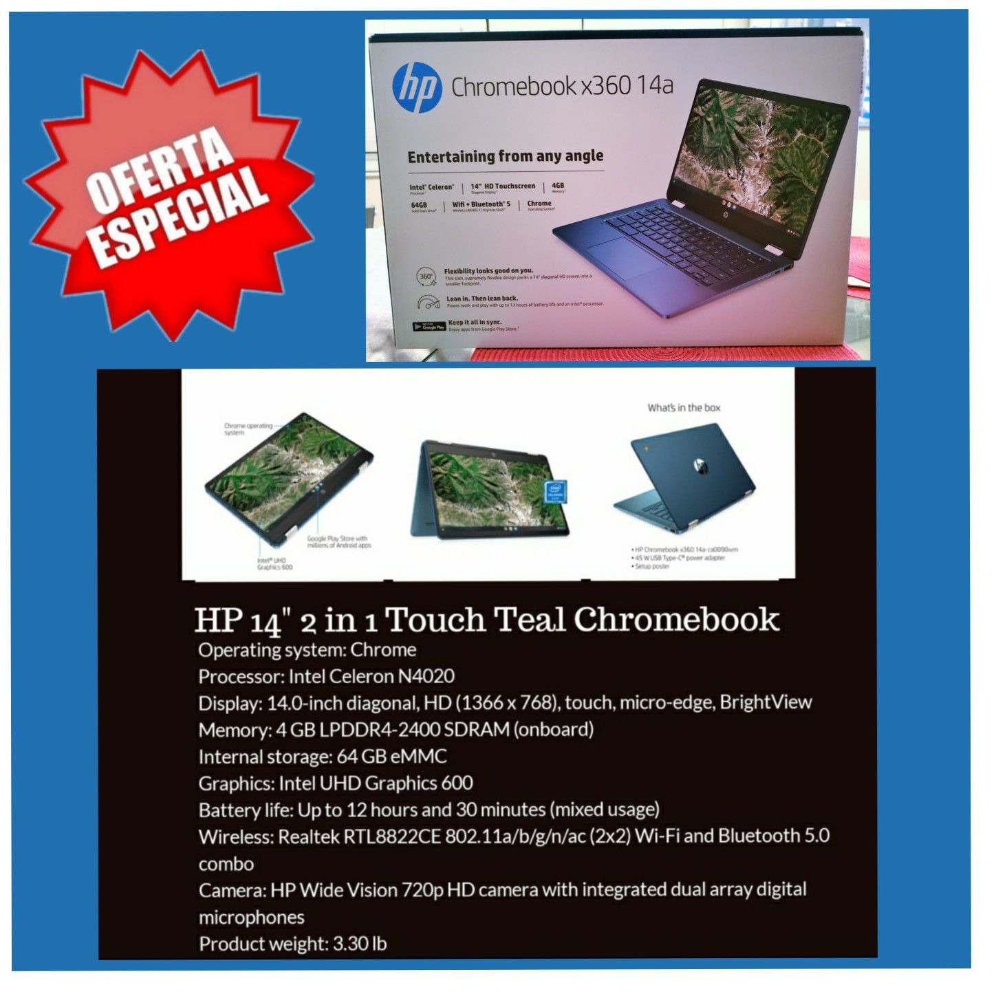*BRAND NEW* HP 14" CHROME BOOK 2-IN-1 TOUCHSCREEN