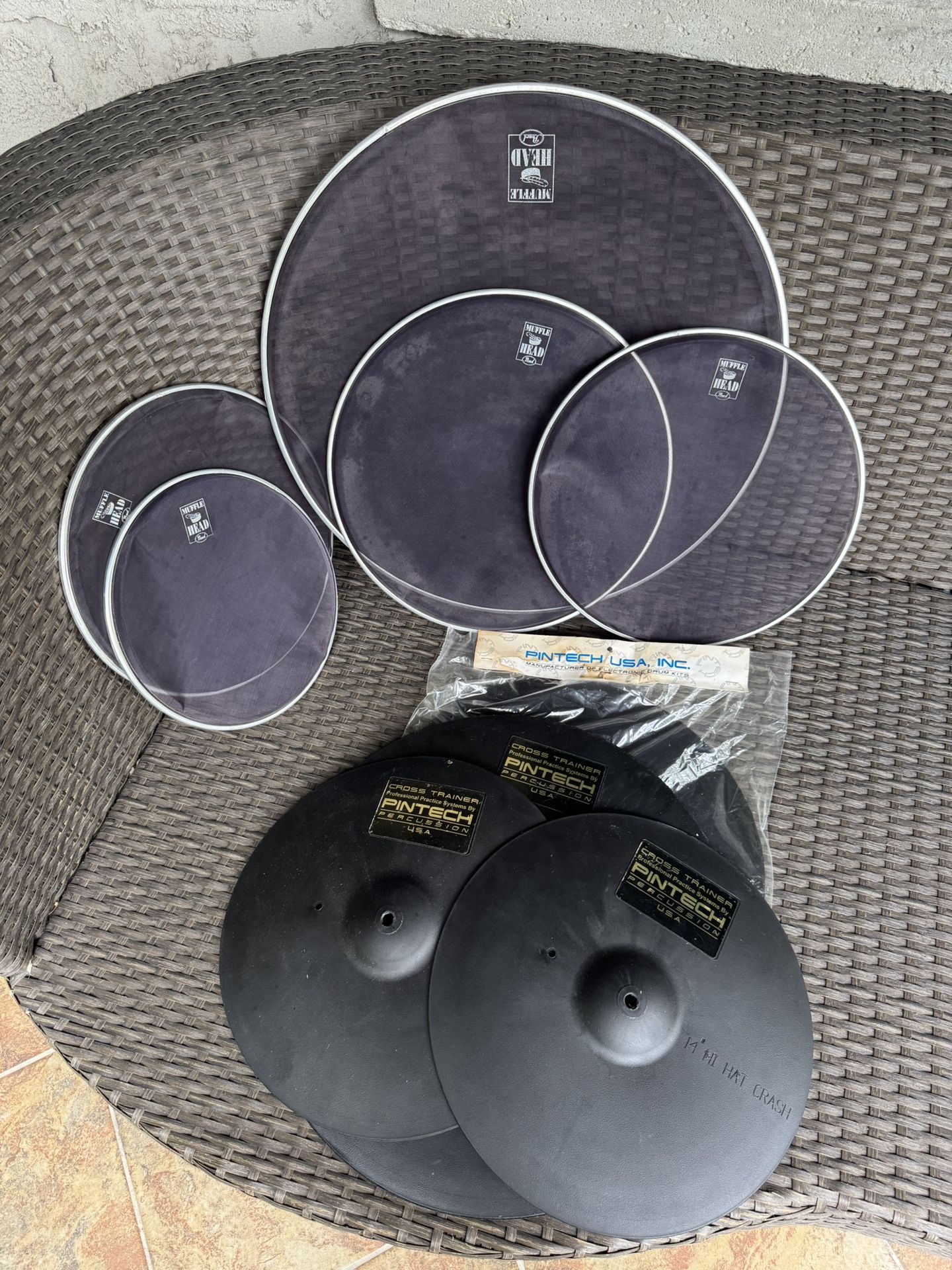 Pearl Muffle Heads and Pintech Cross Trainers for Silent Drum Practice
