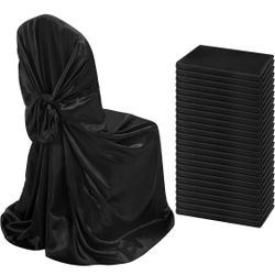 Black Chair Covers,Satin Chair Covers Universal Chair Covers 24 PCS 43x55 inch,Removable Washable Chair Slipcover Fits Most Chairs, for Holiday Party 