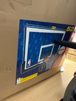 Spalding 52" Acrylic Basketball Backboard, 3 Piece, 3.5" Pole, Accolade 6A Base, Pro Slam, Board Pad (In 2 Damaged Boxes)