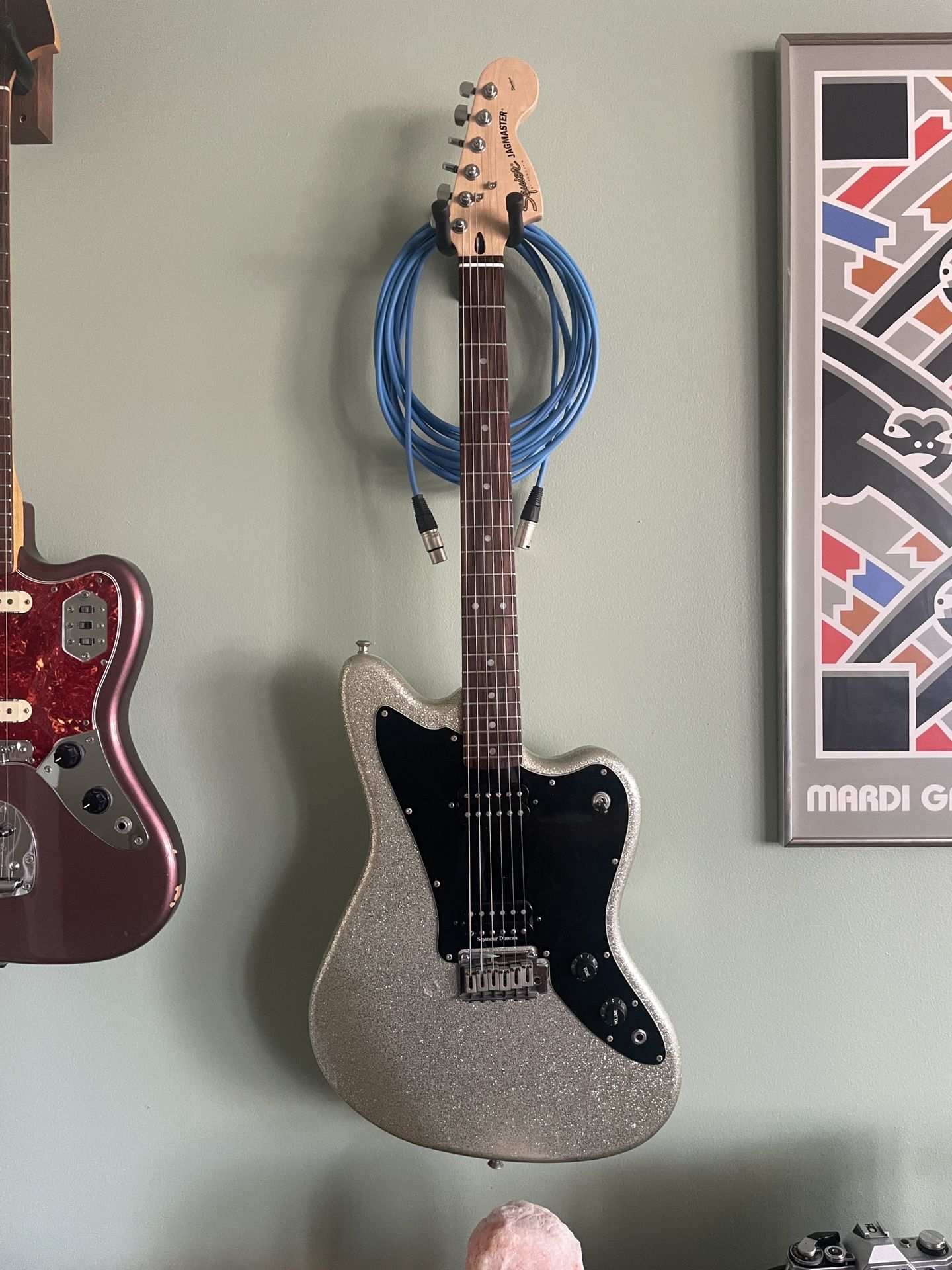 Early 2000s Squier jagmaster Silver Sparkle