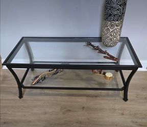 Black metal and glass coffee table