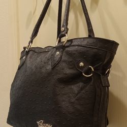 Guess Large Ostrich-Embossed Satchel Bag 
