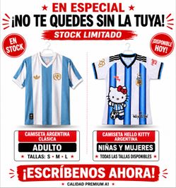 Camisetas Argentina 2026. Adulto, Mujer y Niños.
