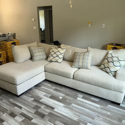 Modern Beige Sectional Sofa with Ottoman