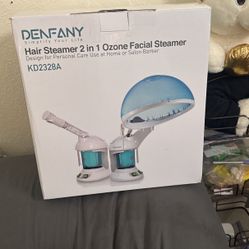 Denfany hair steamer tune one ozone facial steamer new just open. The box comes with everything details for $76.