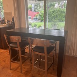 Bar Height Dining Table With 4 Steel Chairs 