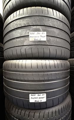 Set of 2 Used Tires 325/30ZR21 MICHELIN PILOT SUPER SPORT 325/30R21 MAX PERFORMANCE SUMMER 325 30 21
