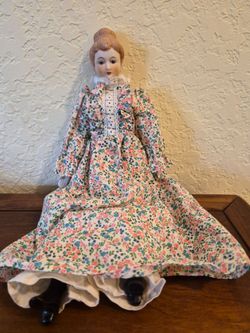 14" Porcelain and Cloth Doll