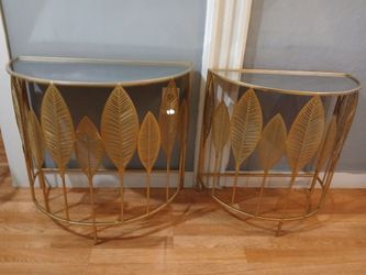 Gold, Mirrored Top Tables Set of 2