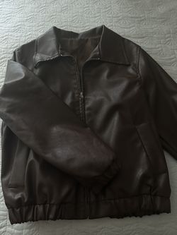 BROWN FAUX LEATHER JACKET