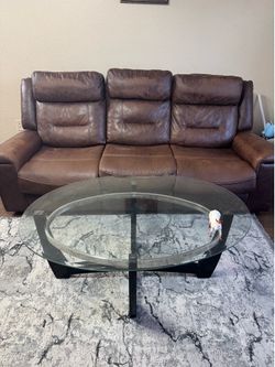 Black coffee table with glass table