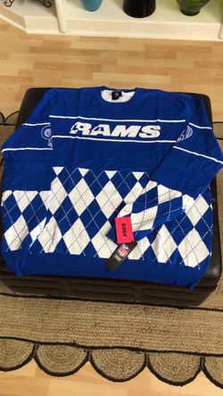 New Mens NFL Rams Argyle Sweater 2XL