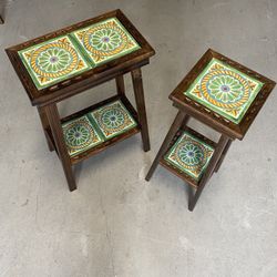 Double and Single Talavera Tile end Tables