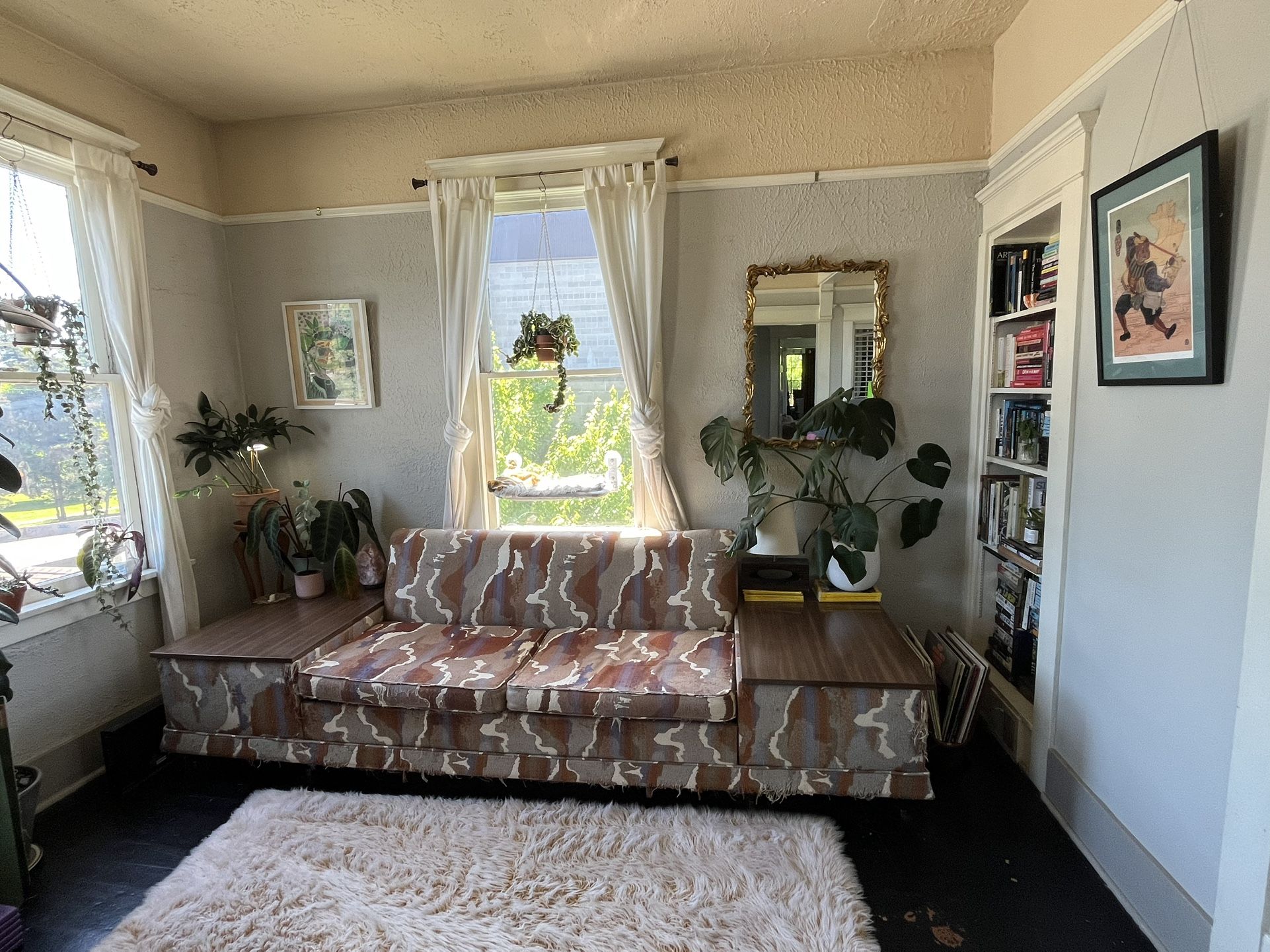 Mid century Sofa With Storage And Hideaway Bed