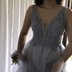 Soft Purple Blue Prom Dress