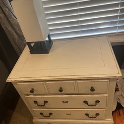 3 Drawer White Side Table 