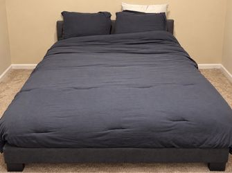 Dark Gray Upholstered Platform Bed Frame