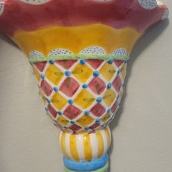 Ceramic WALL POCKET * 6"x9" * Colorful * Vintage * Cottage * Chic