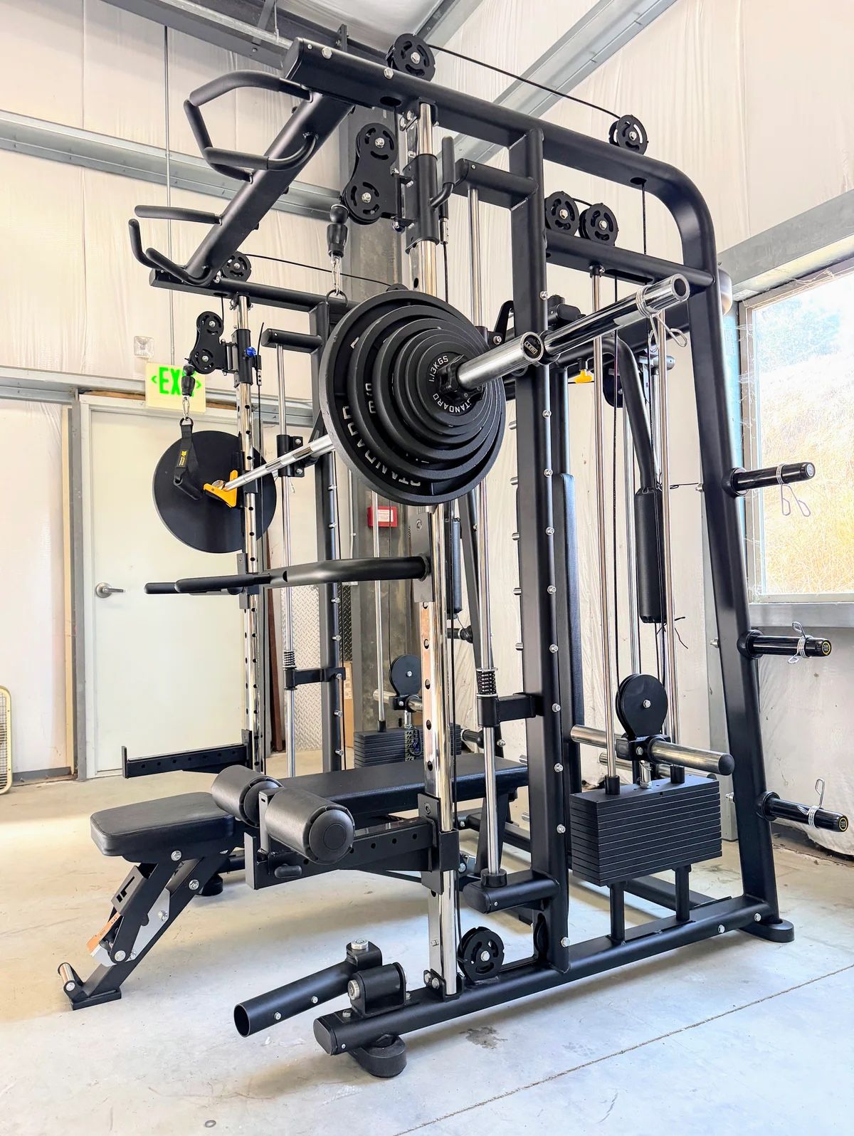 LLERO Commercial P1 Smith Machine - Weights, Mats & Bench Included - Free Delivery & Assembly