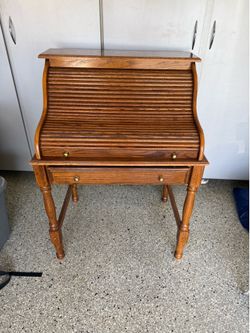 Oak Roll Top Secretary Desk