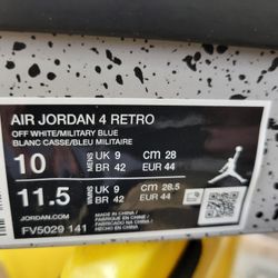 Nike Air Jordan Retro 4s Military Blue SZ 10